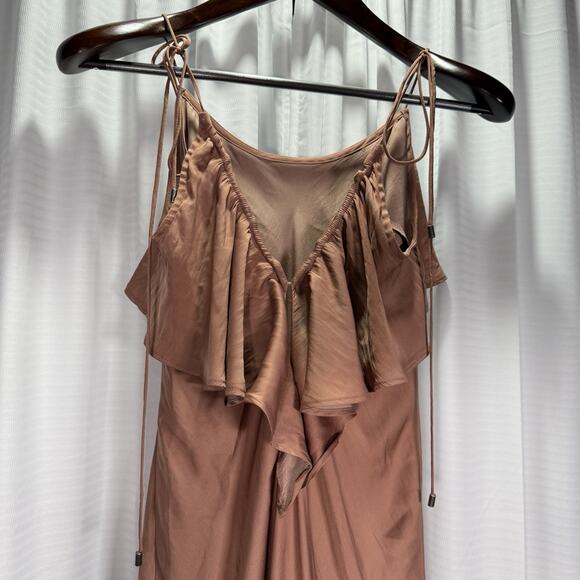 Intimately Free People Women's Hadley Maxi Slip Dress Cocoa Brown Satin Size M - Picture 5 of 11